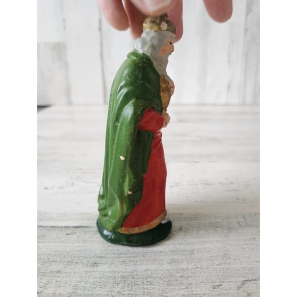 Vintage Germany Wiseman paper mache incense nativity figurine stable Xmas decor - Picture 4 of 10